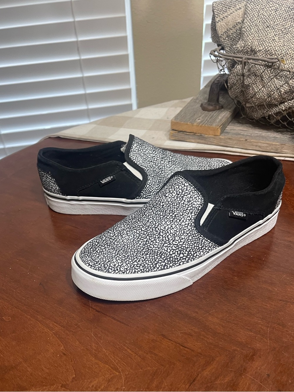 Vans Asher Suede Spots White Slip-On Sneakers